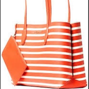 TAMARILLO ALL DAY SAILING STRIPE LARGE TOTE KATE SPADE BRAND NEW OPEN TOP